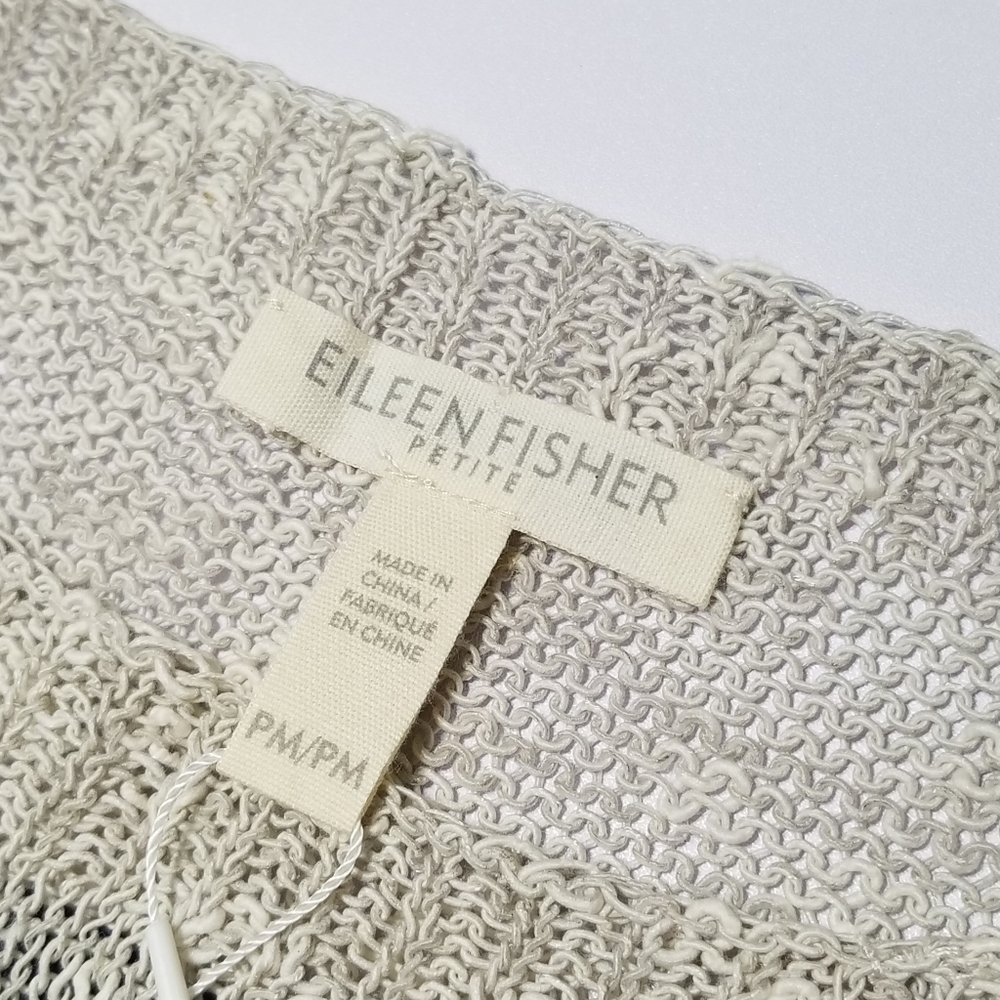 NWT Eileen Fisher Petite Striped Sleeveless Knit Top Organic Linen Cotton Sz PM - Picture 8 of 12